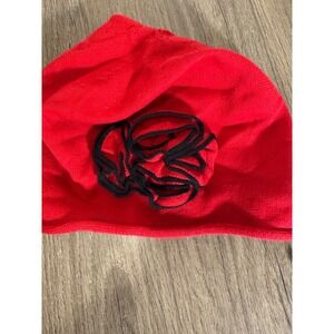 PARKHURST‎ Red Aster Slouchy Beanie Hat with Black Flower Accent OS